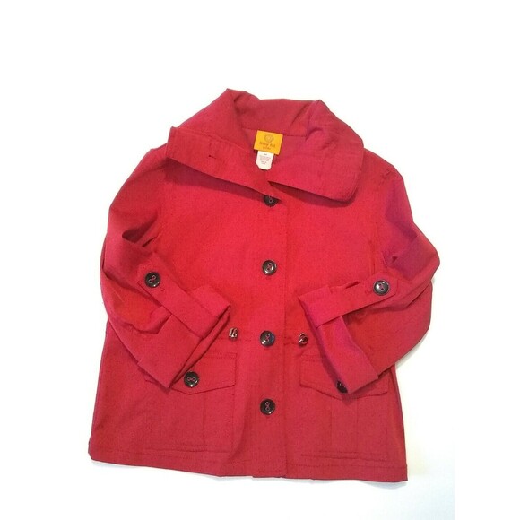 Ruby Rd. Roll Tab Sleeve Jacket/Blazer Large Button Front Red Womens 4 Petite - Picture 4 of 5